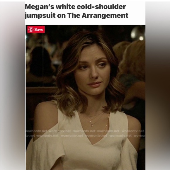 Club Monaco Ivory Lenera Cold Shoulder 70s Inspired Wide Leg Jumpsuit - Picture 16 of 16